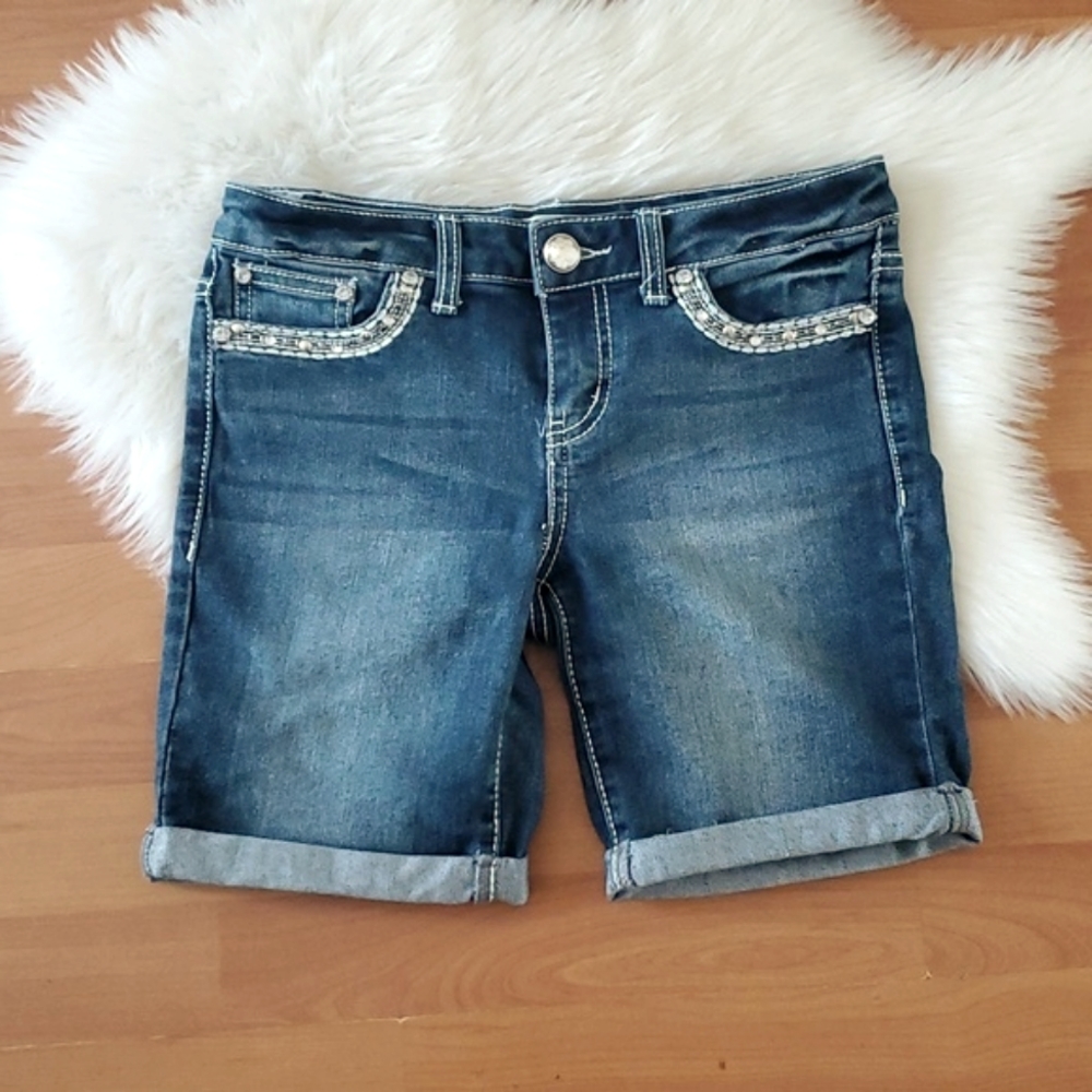 Mudd girls bling embellished bermuda denim shorts sz 12
